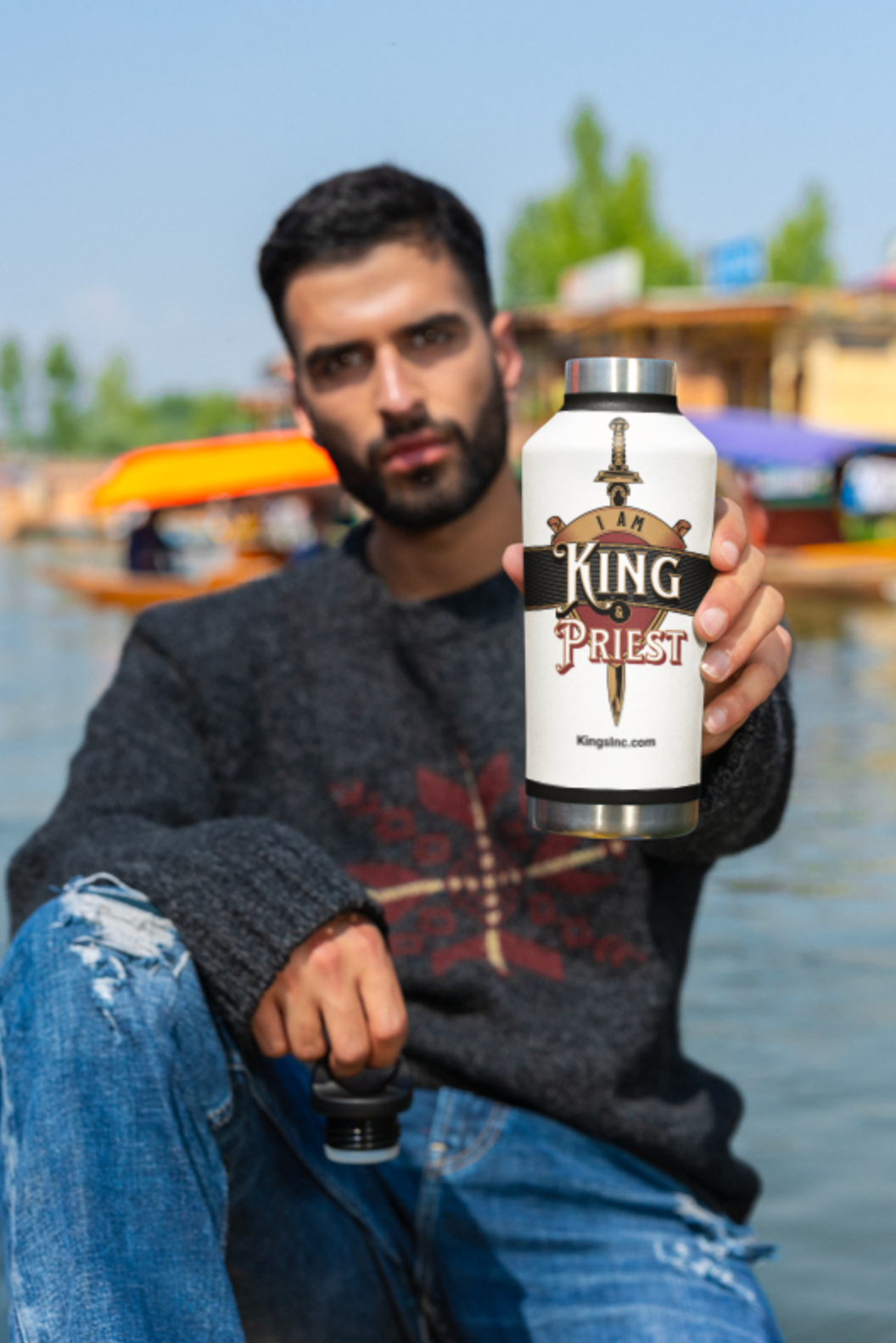 Water Bottle with I am King & Priest Sword Logo